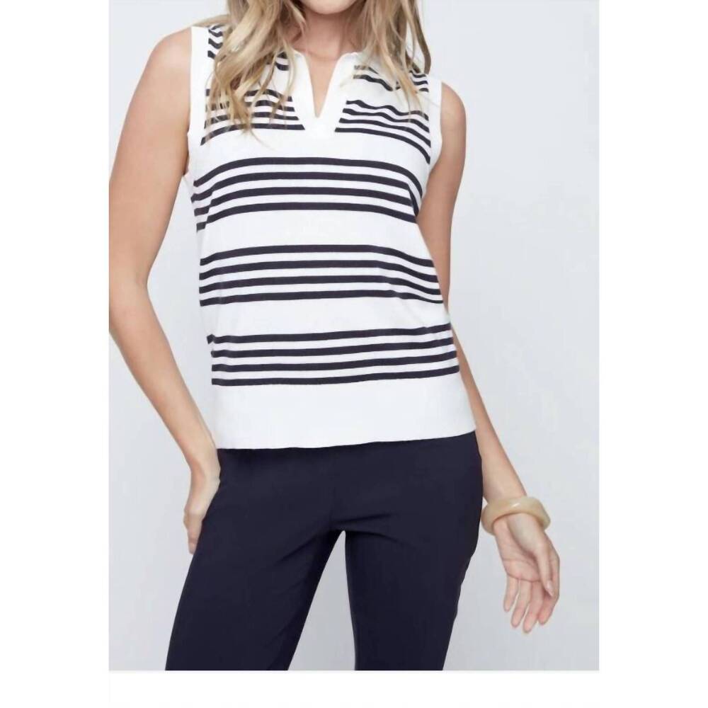 NEW RENUAR stripped sleeveless top in new midnight combo